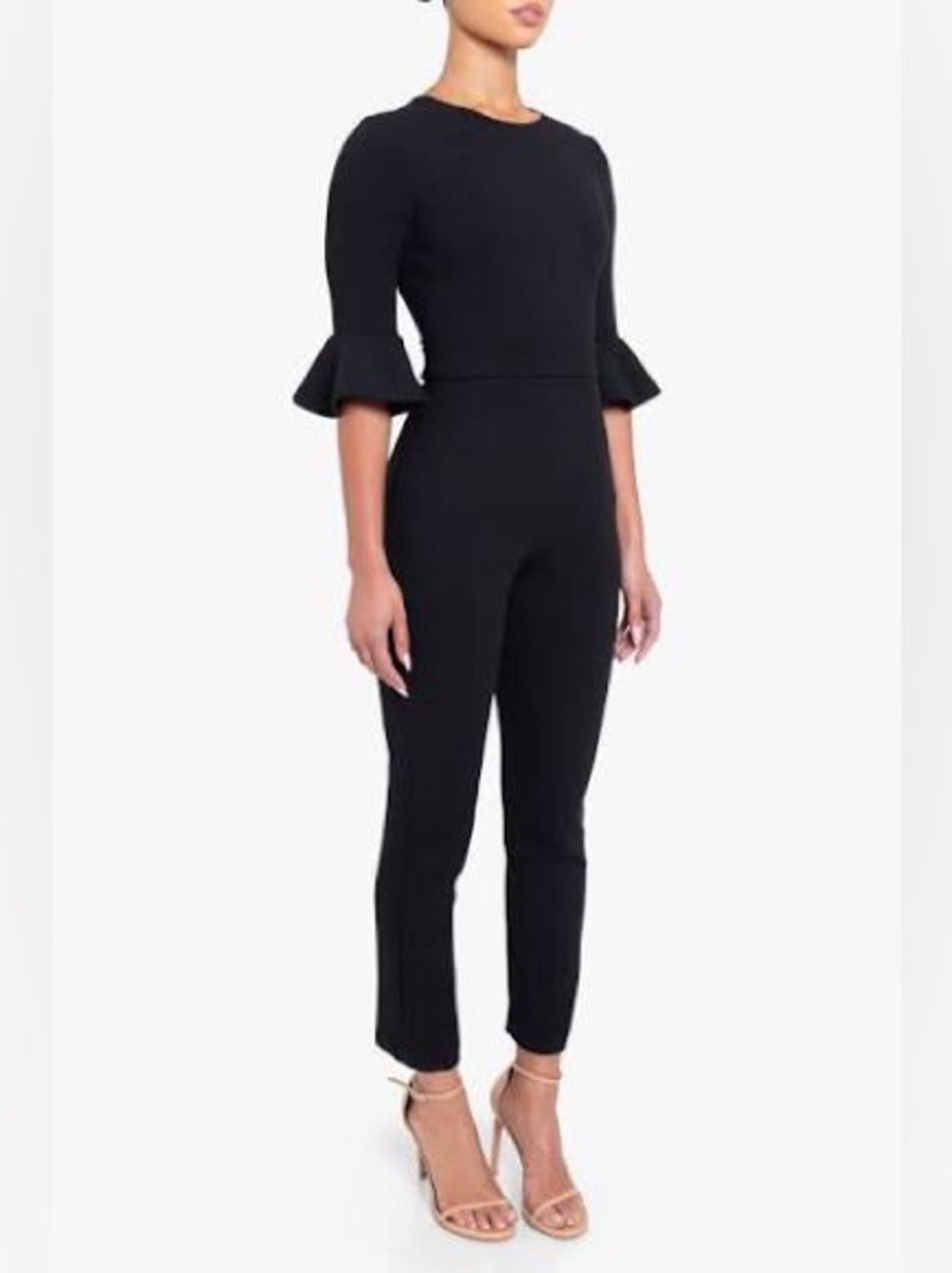 Black Halo Black Ruffle-Sleeve Jumpsuit